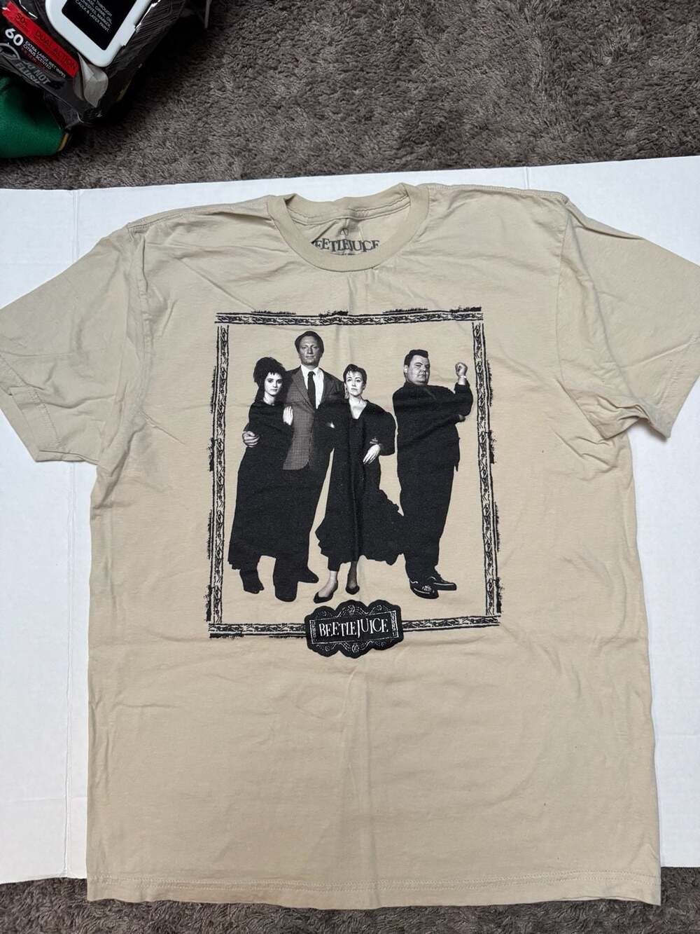Beetlejuice Movie Cast Portrait Graphic Tan T-Shirt
